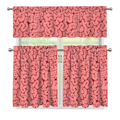 Zombie Brain Print 3 Piece Kitchen Curtains