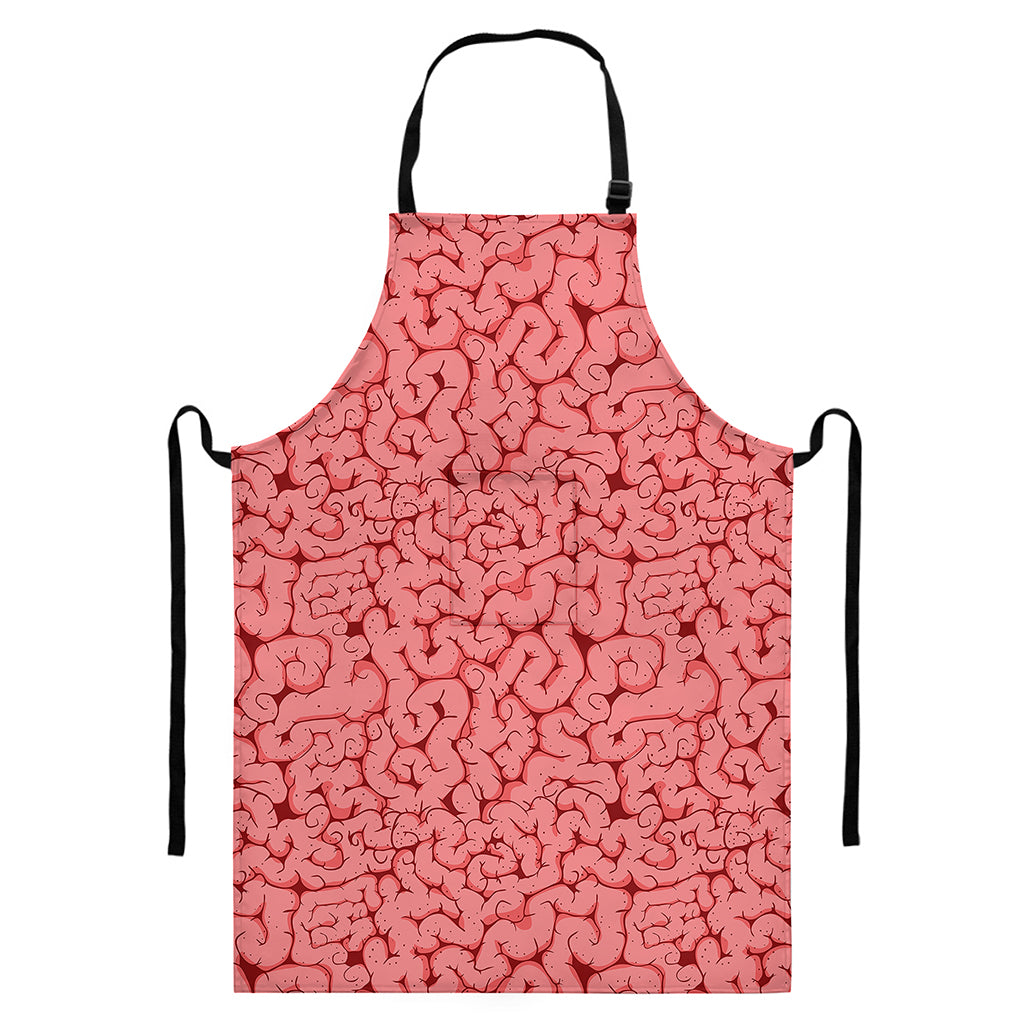 Zombie Brain Print Bib Apron With Pocket