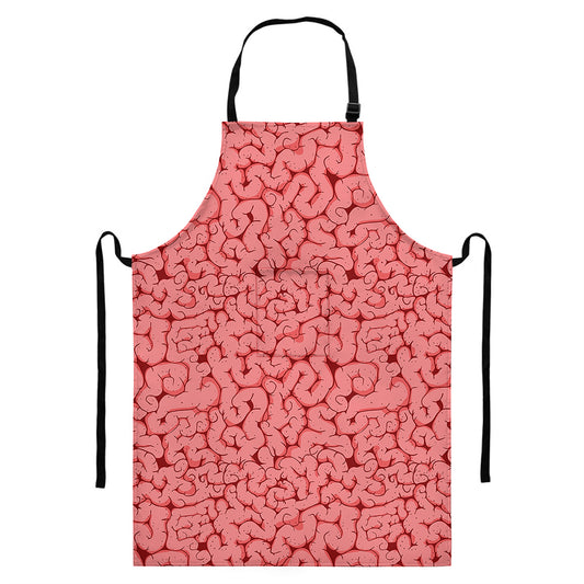 Zombie Brain Print Bib Apron With Pocket
