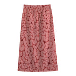 Zombie Brain Print Cotton Front Slit Maxi Skirt