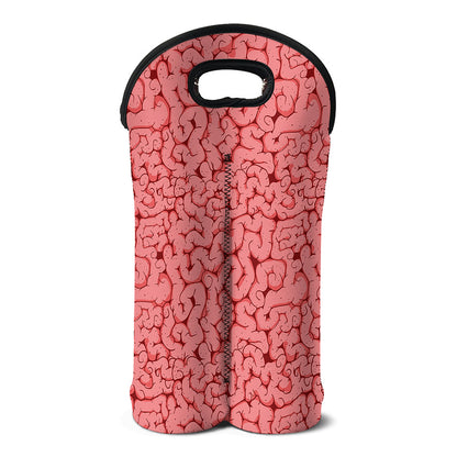 Zombie Brain Print Double Neoprene Wine Tote