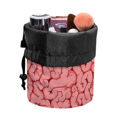 Zombie Brain Print Drawstring Makeup Bag