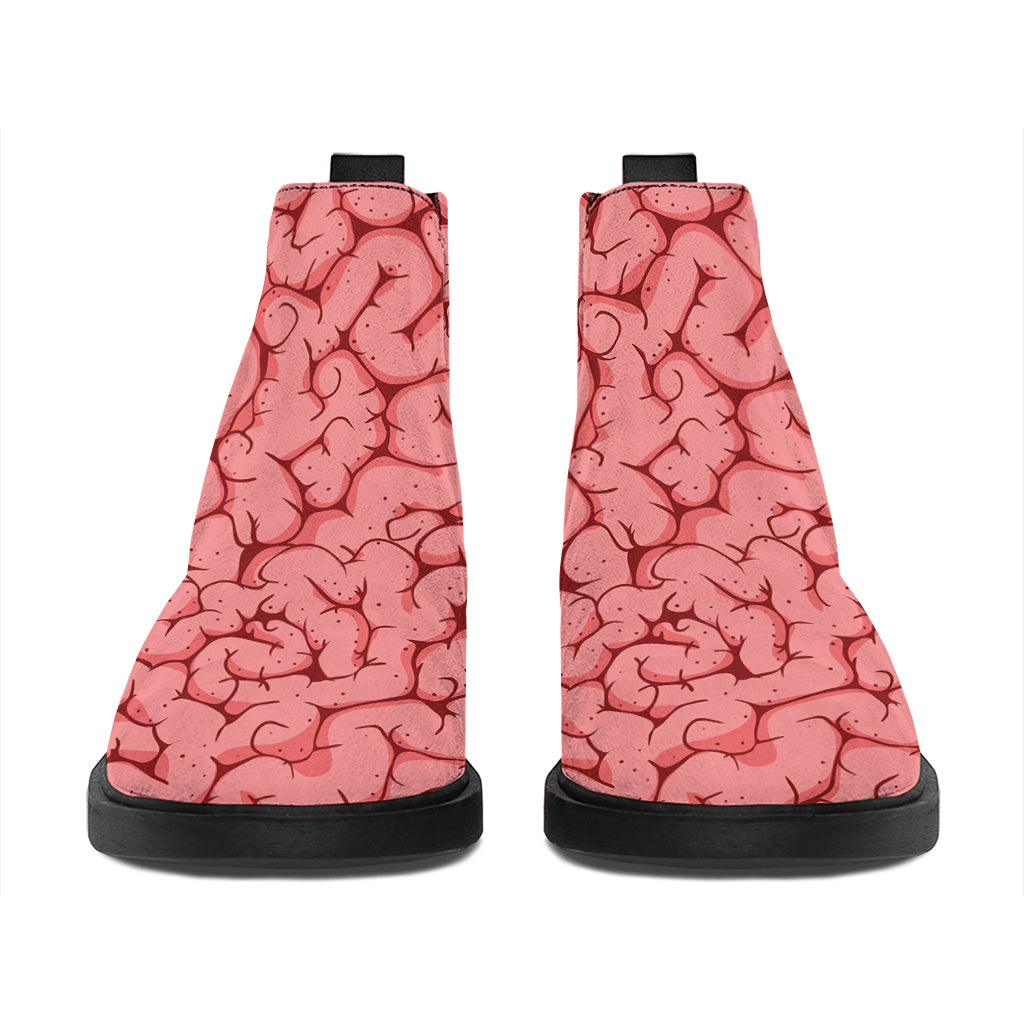 Zombie Brain Print Flat Ankle Boots