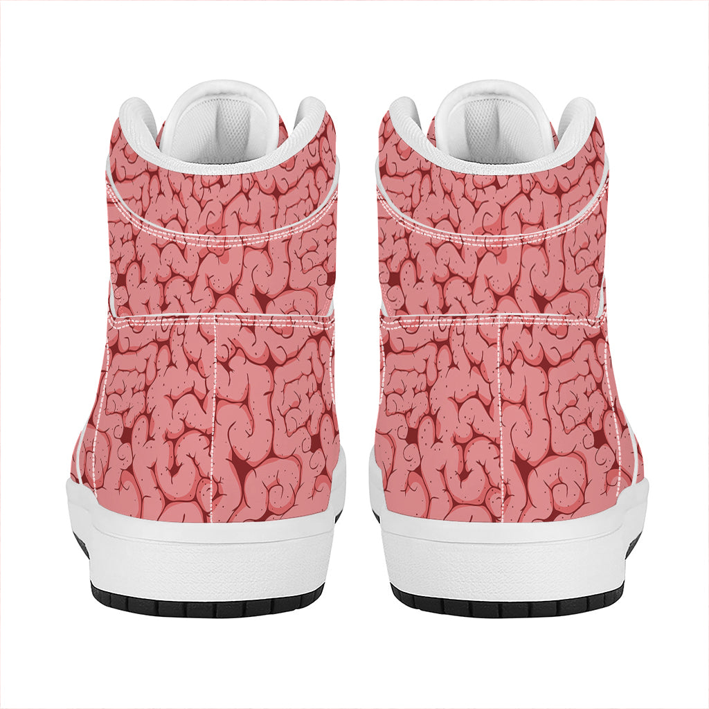 Zombie Brain Print High Top Leather Sneakers