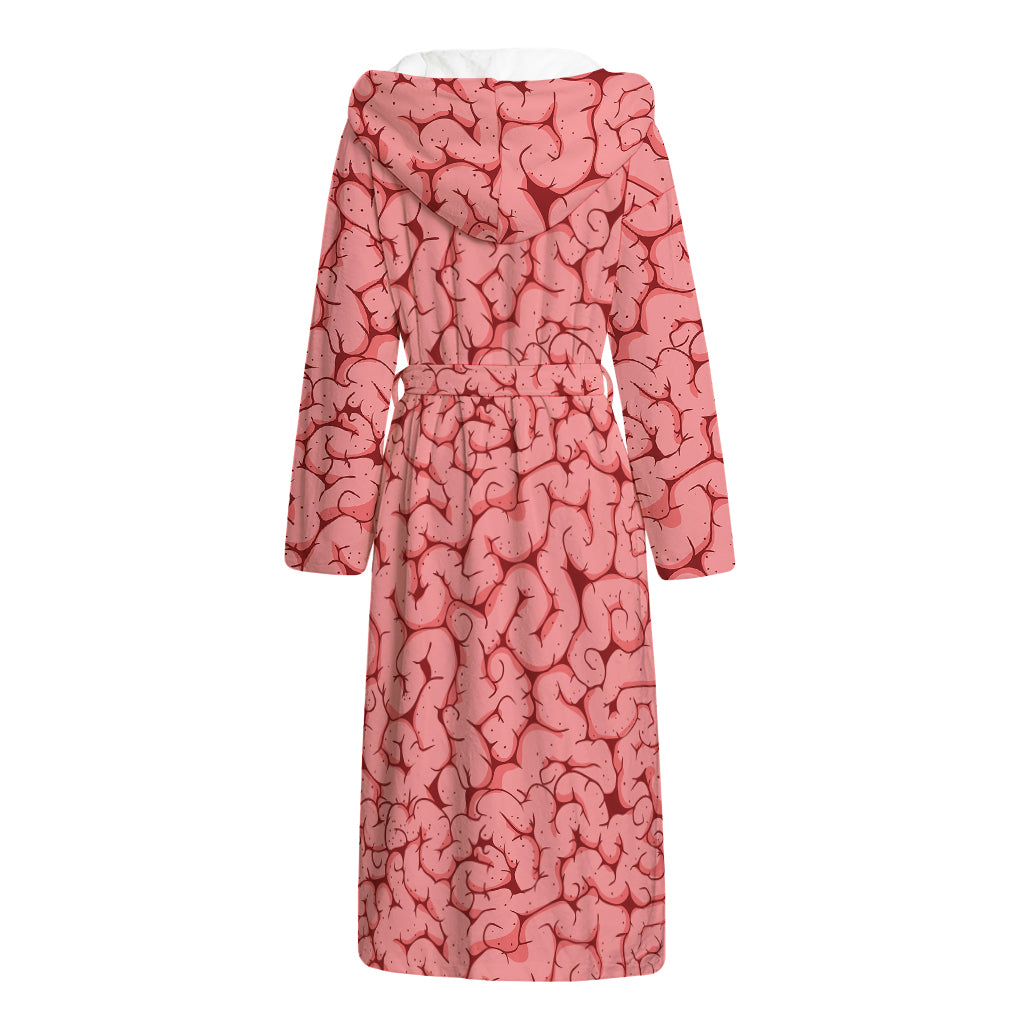 Zombie Brain Print Hooded Bathrobe