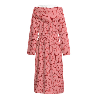 Zombie Brain Print Hooded Bathrobe