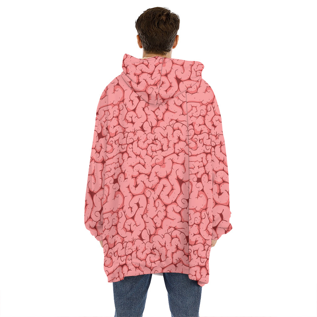 Zombie Brain Print Hoodie Blanket