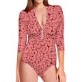 Zombie Brain Print Long Sleeve Swimsuit
