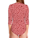 Zombie Brain Print Long Sleeve Swimsuit