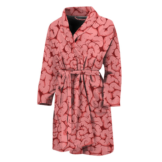 Zombie Brain Print Men's Bathrobe