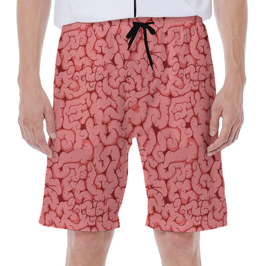 Zombie Brain Print Men's Beach Shorts