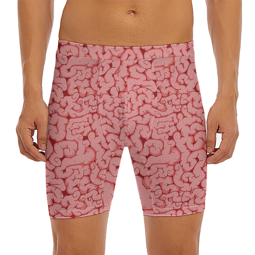 Zombie Brain Print Men's Long Boxer Briefs