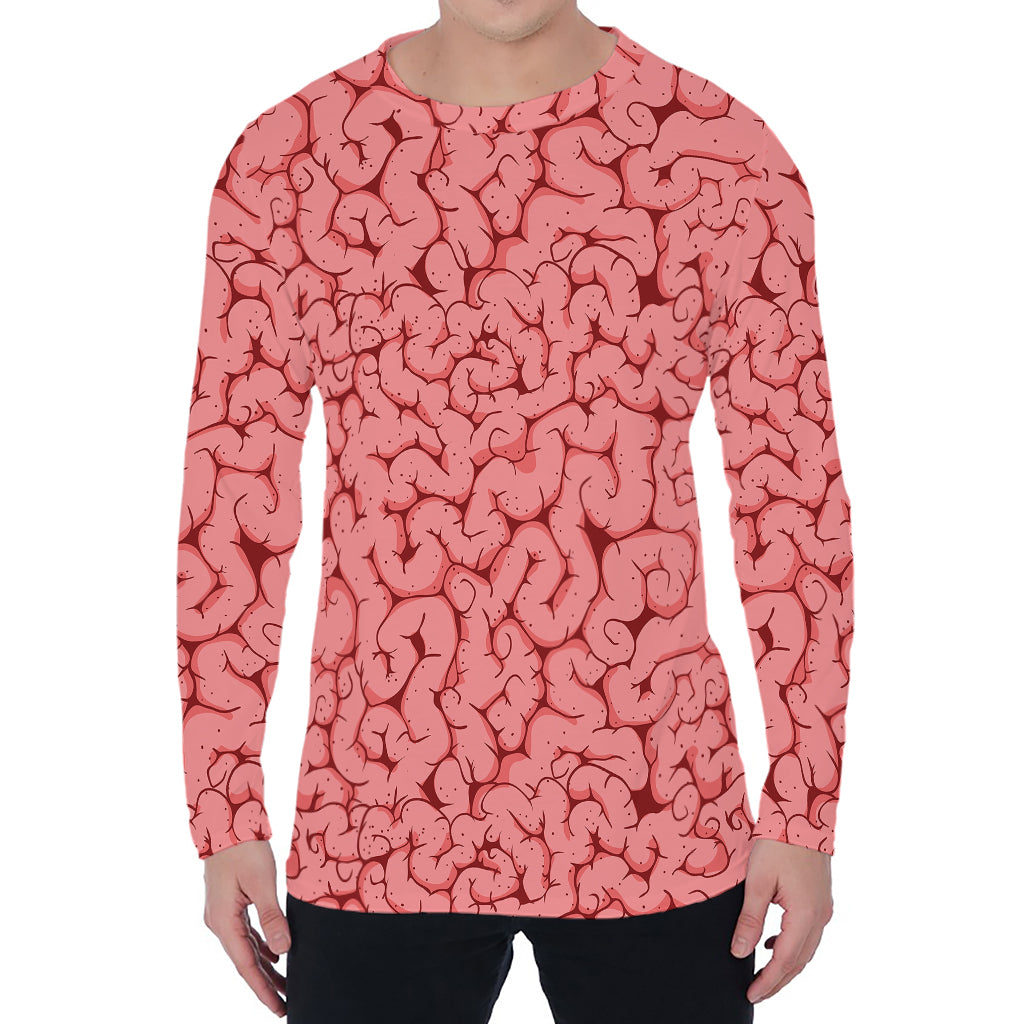Zombie Brain Print Men's Long Sleeve T-Shirt