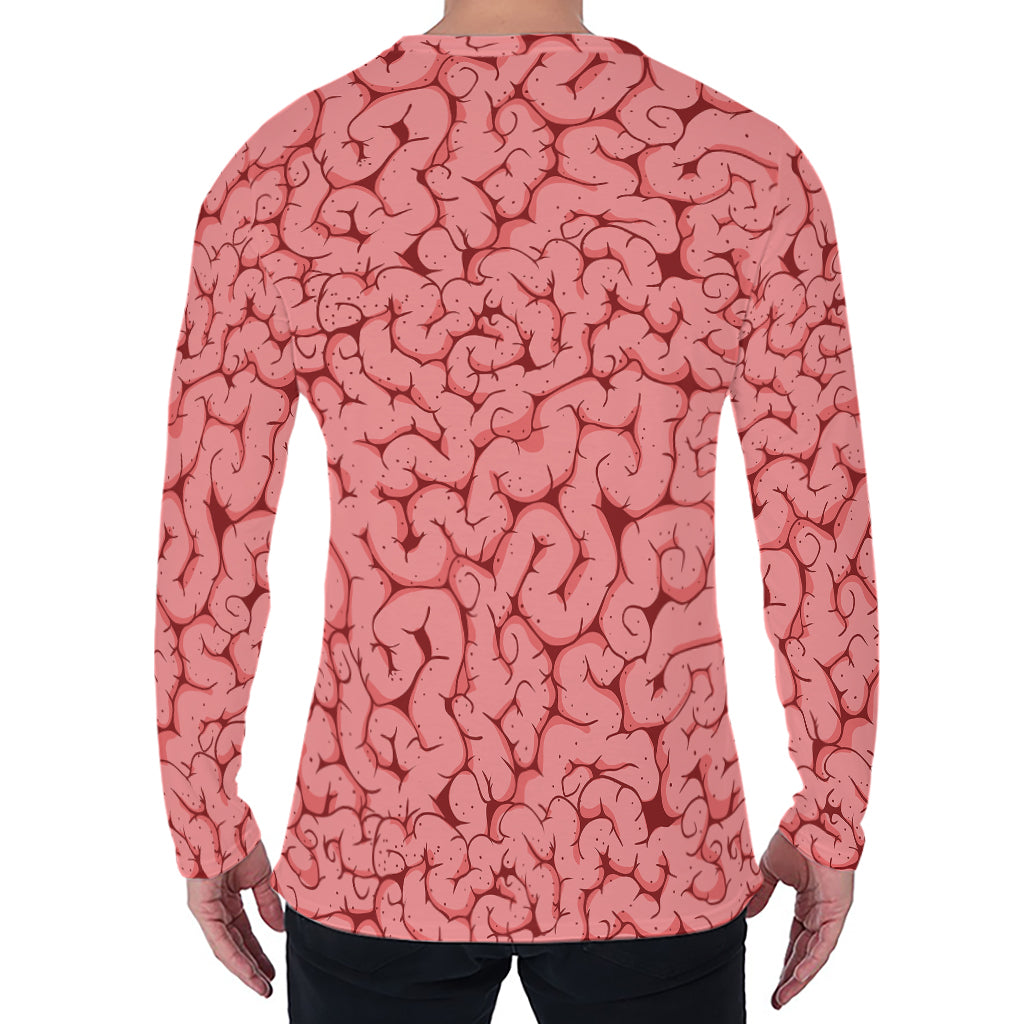 Zombie Brain Print Men's Long Sleeve T-Shirt