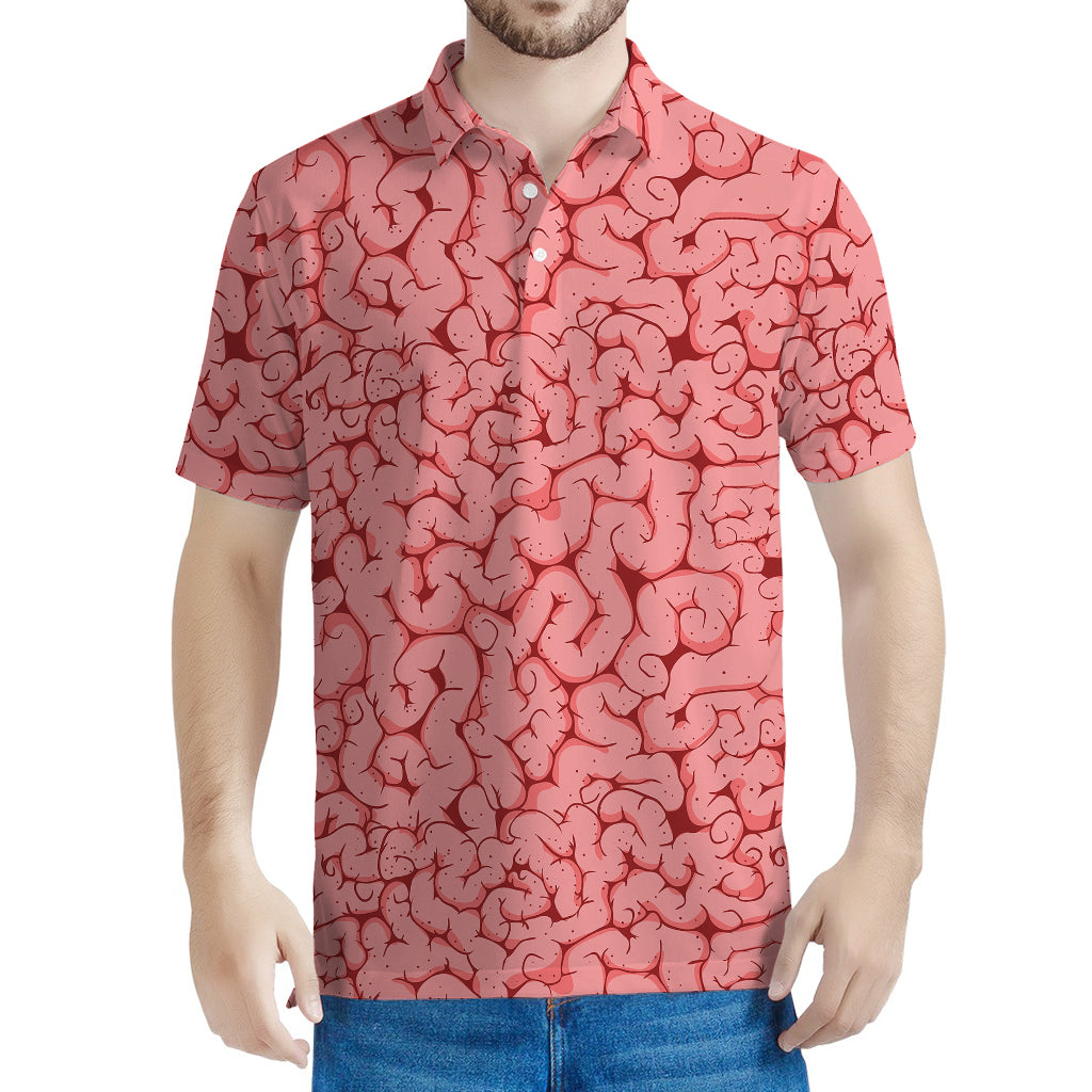 Zombie Brain Print Men's Polo Shirt