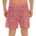 Zombie Brain Print Men's Split Running Shorts