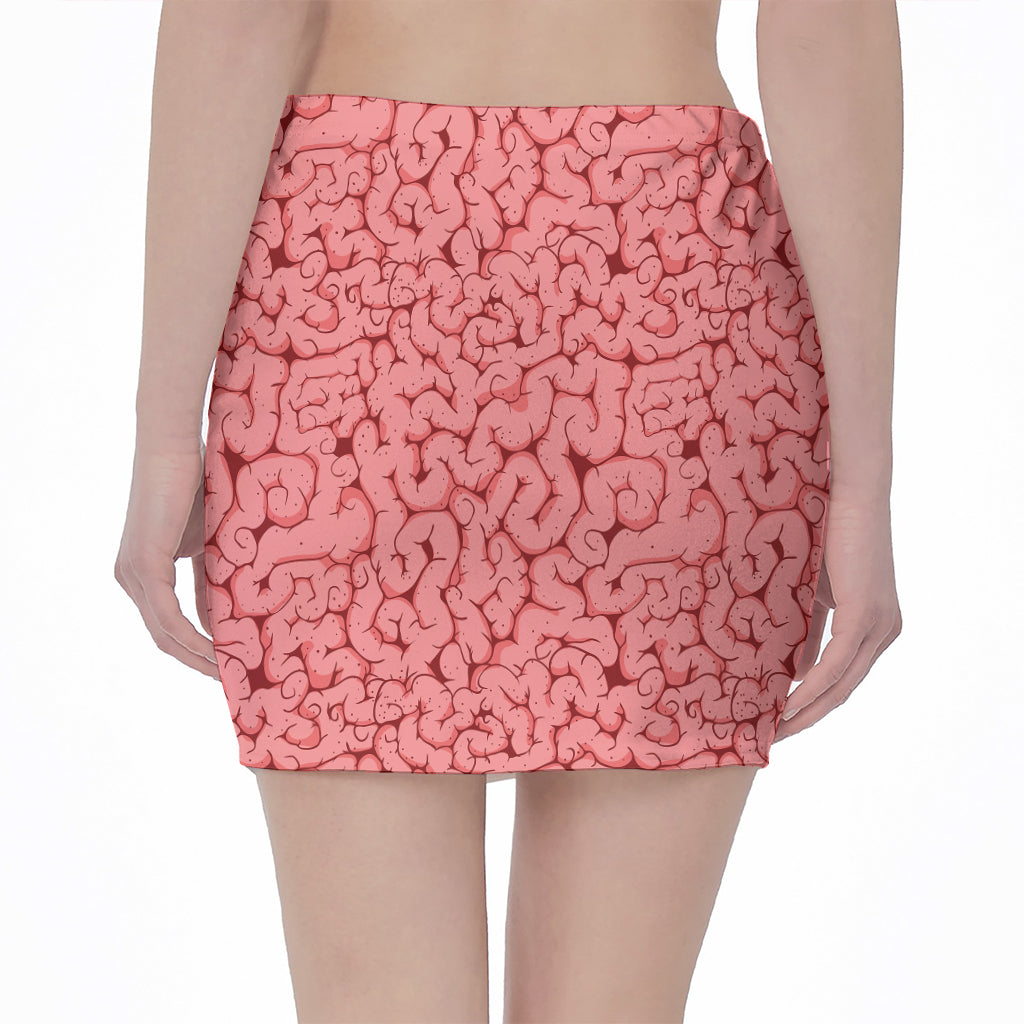 Zombie Brain Print Pencil Mini Skirt