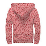 Zombie Brain Print Sherpa Lined Zip Up Hoodie
