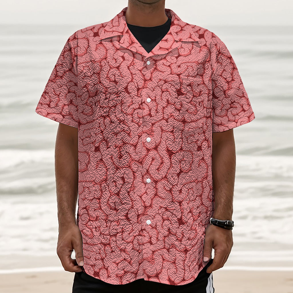 Zombie Brain Print Textured Short Sleeve Shirt