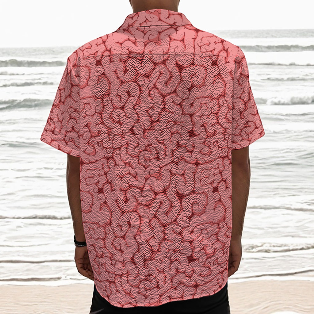 Zombie Brain Print Textured Short Sleeve Shirt
