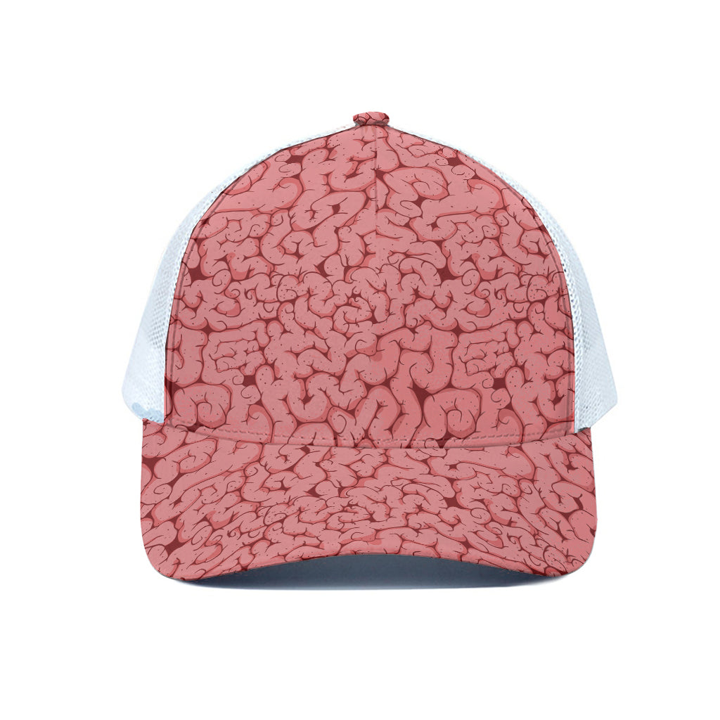 Zombie Brain Print White Mesh Trucker Cap