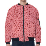 Zombie Brain Print Zip Sleeve Bomber Jacket