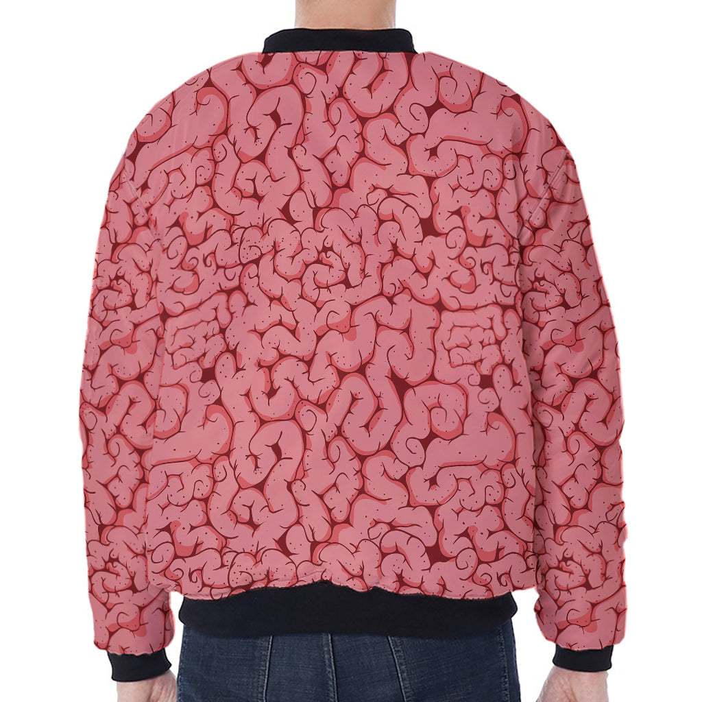 Zombie Brain Print Zip Sleeve Bomber Jacket
