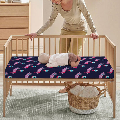 Zombie Eyeball Pattern Print Baby Crib Sheet
