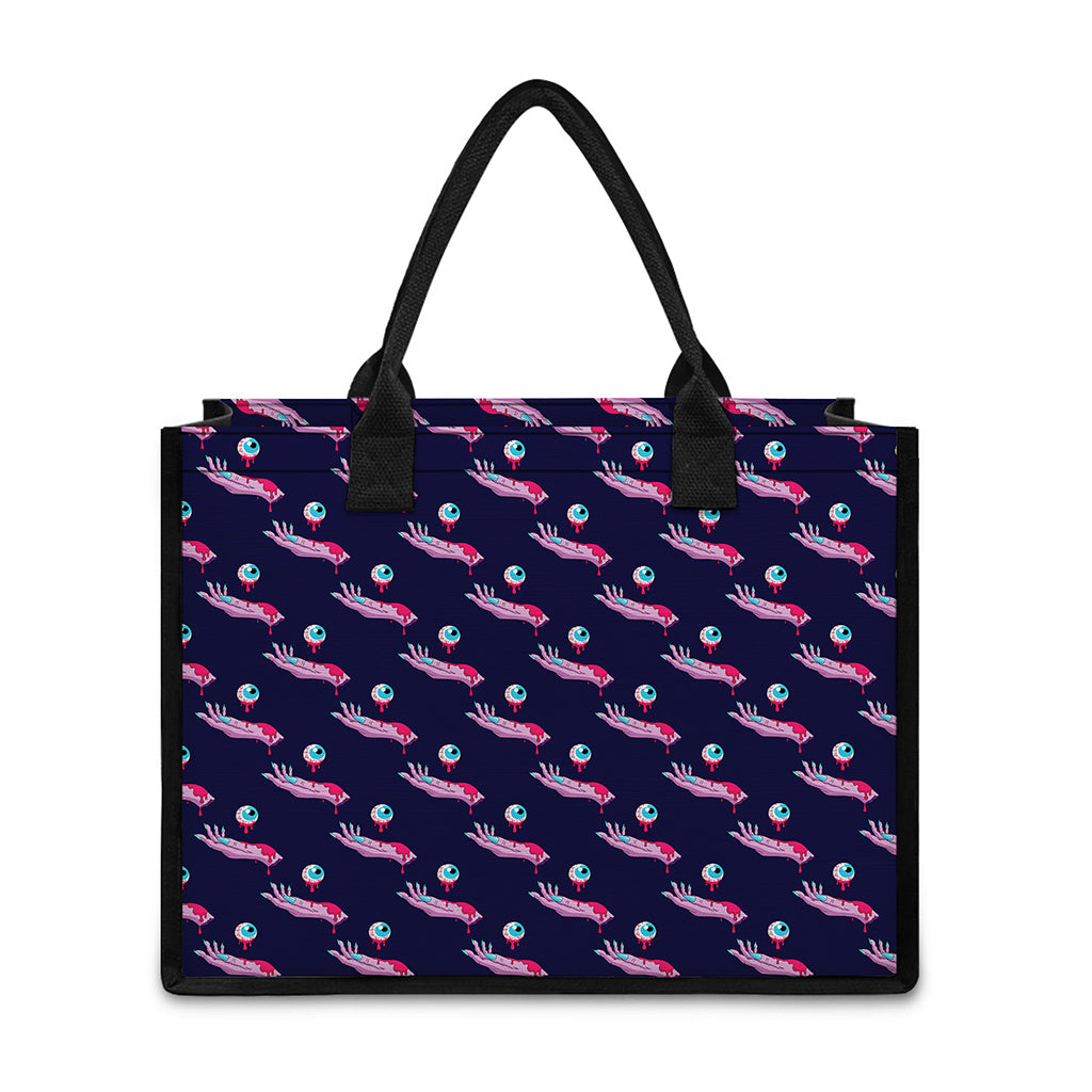 Zombie Eyeball Pattern Print Canvas Tote Bag