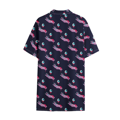 Zombie Eyeball Pattern Print Cotton Hawaiian Shirt