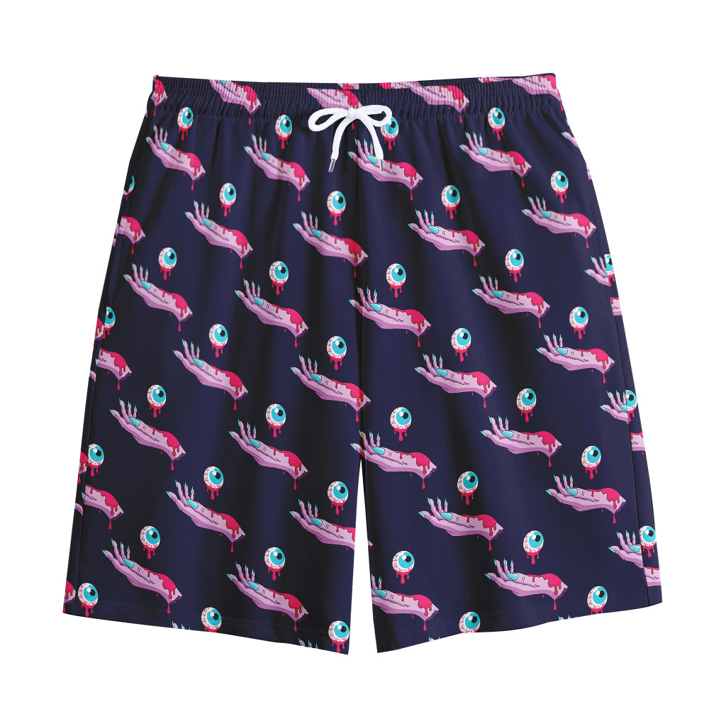 Zombie Eyeball Pattern Print Cotton Shorts