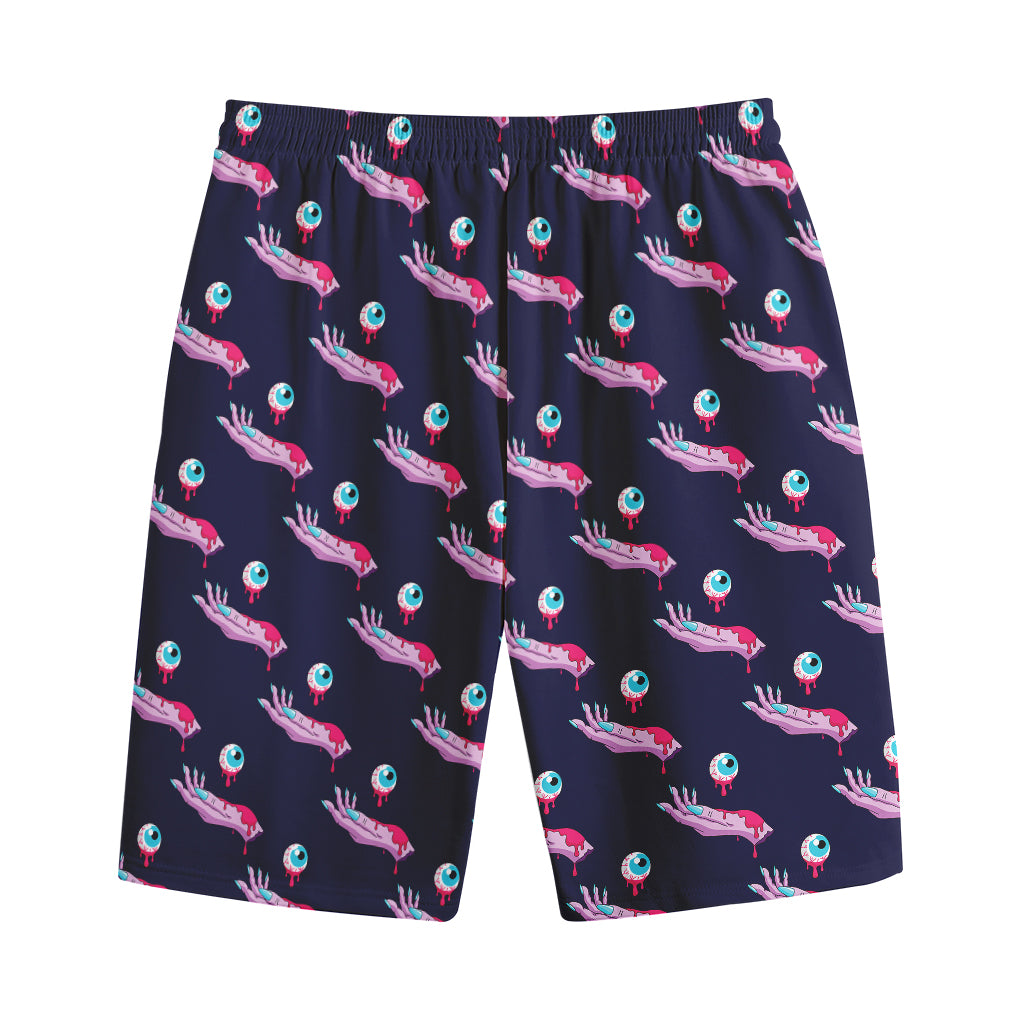 Zombie Eyeball Pattern Print Cotton Shorts