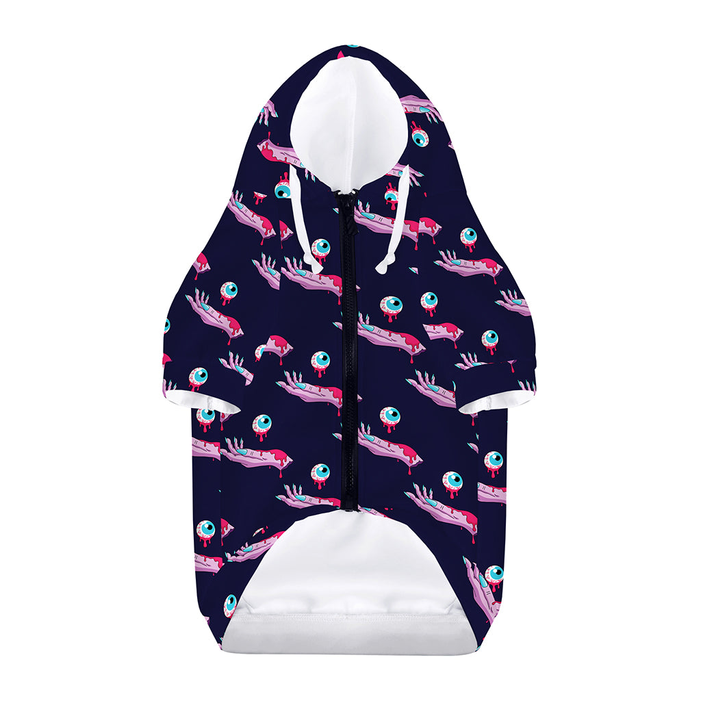 Zombie Eyeball Pattern Print Dog Zip Up Hoodie