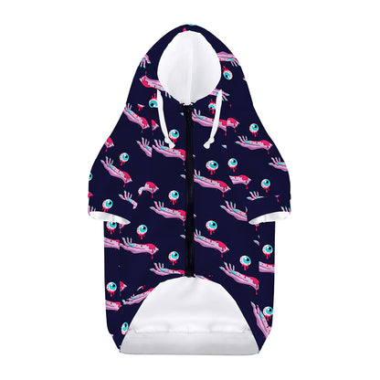 Zombie Eyeball Pattern Print Dog Zip Up Hoodie