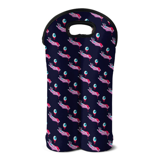 Zombie Eyeball Pattern Print Double Neoprene Wine Tote