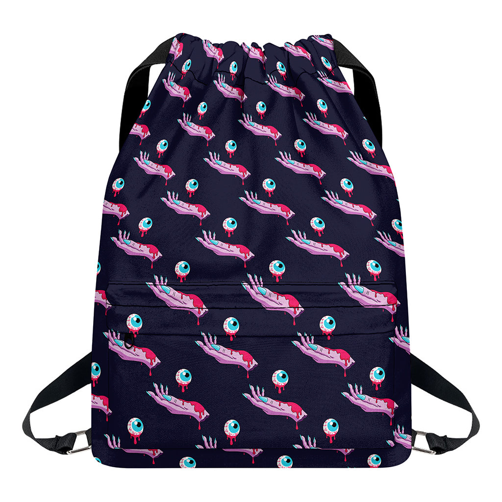 Zombie Eyeball Pattern Print Drawstring Backpack