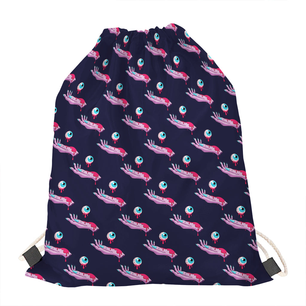 Zombie Eyeball Pattern Print Drawstring Bag