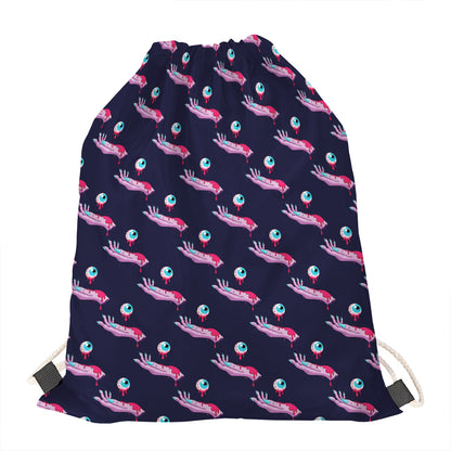 Zombie Eyeball Pattern Print Drawstring Bag