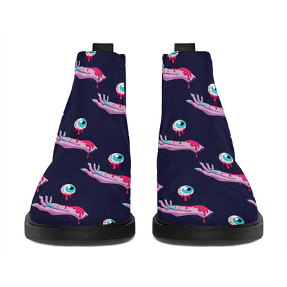 Zombie Eyeball Pattern Print Flat Ankle Boots