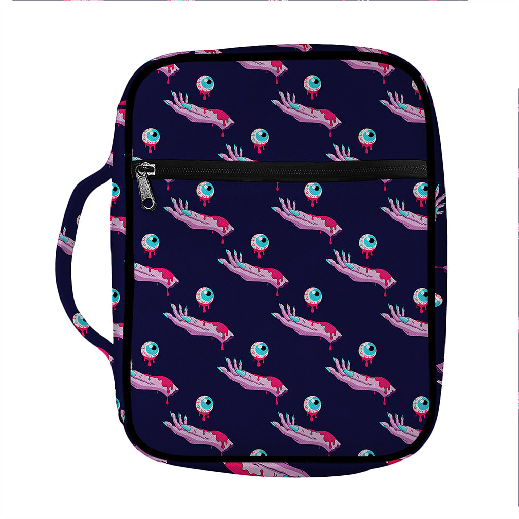 Zombie Eyeball Pattern Print Front Pocket Bible Bag