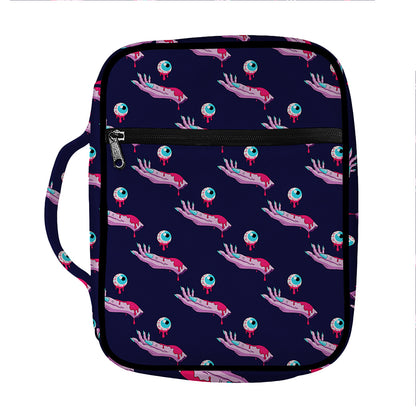 Zombie Eyeball Pattern Print Front Pocket Bible Bag