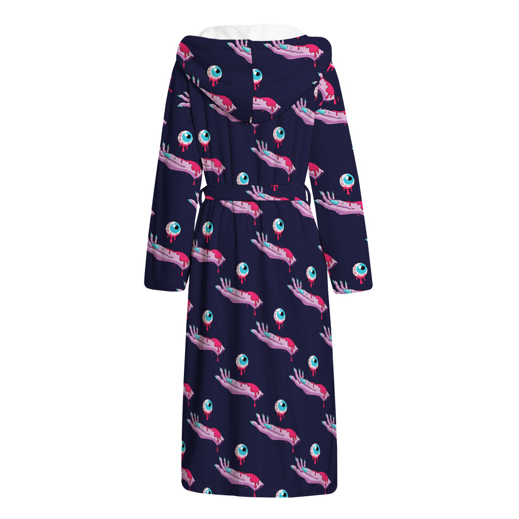 Zombie Eyeball Pattern Print Hooded Bathrobe