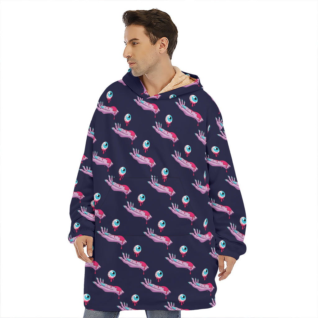 Zombie Eyeball Pattern Print Hoodie Blanket