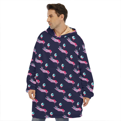 Zombie Eyeball Pattern Print Hoodie Blanket