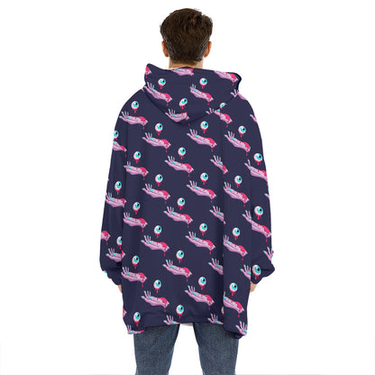 Zombie Eyeball Pattern Print Hoodie Blanket