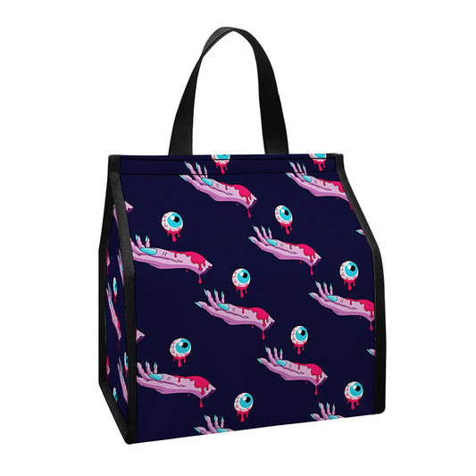 Zombie Eyeball Pattern Print Insulated Lunch Tote