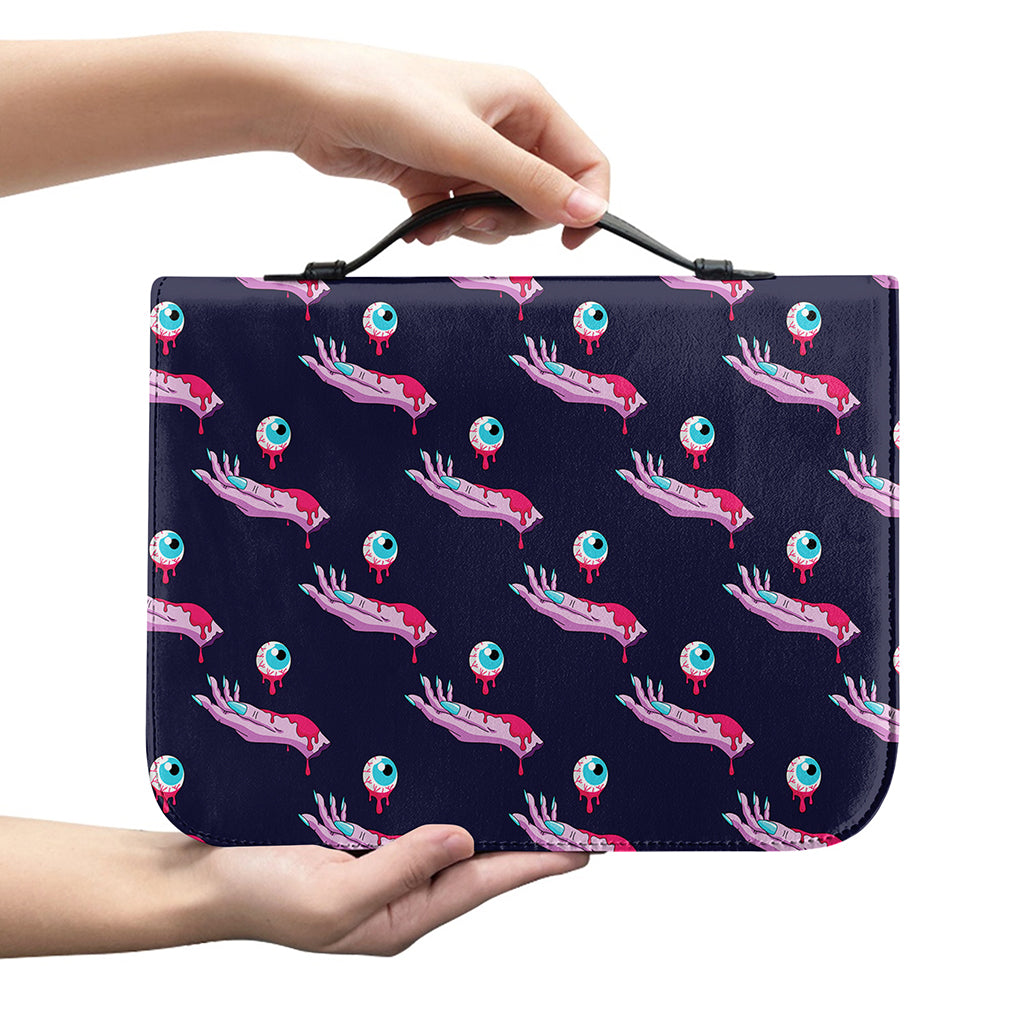 Zombie Eyeball Pattern Print Leather Bible Cover