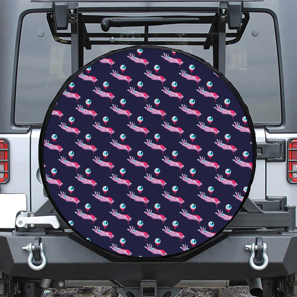 Zombie Eyeball Pattern Print Leather Spare Tire Cover