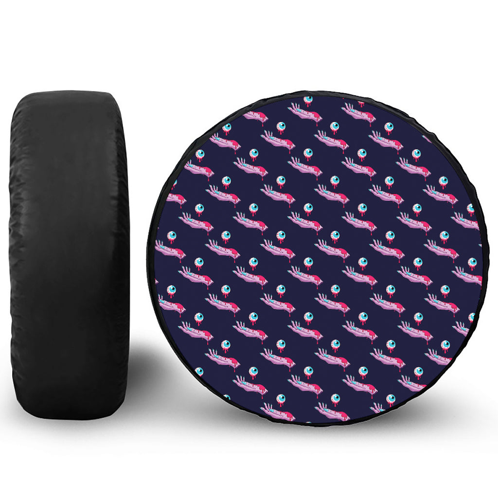 Zombie Eyeball Pattern Print Leather Spare Tire Cover
