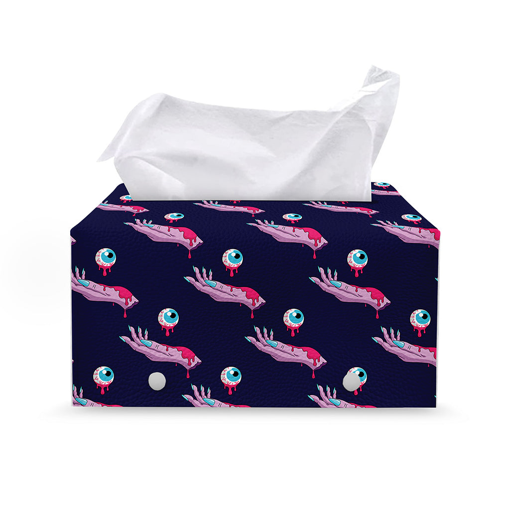 Zombie Eyeball Pattern Print Leather Tissue Box Cover